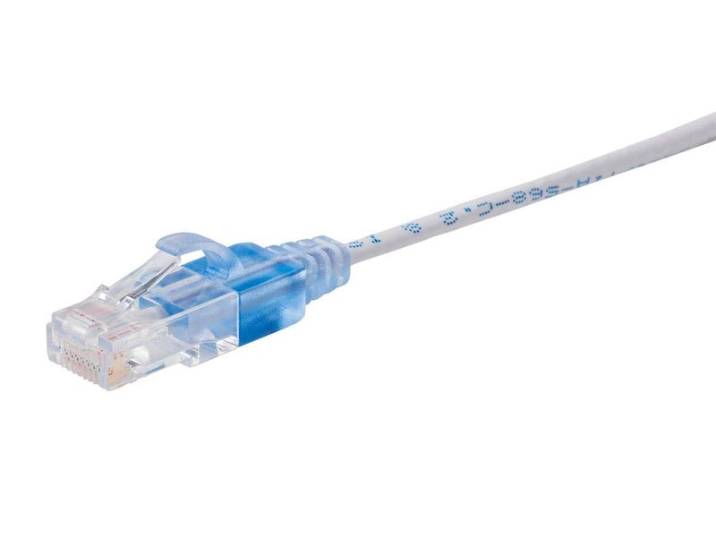 Monoprice SlimRun Cat6A Ethernet Patch Cable - Network Internet Cord - RJ45, Stranded, UTP, Pure Bare Copper Wire, 30AWG, 0.5 Feet, White, 5-Pack - Image 2
